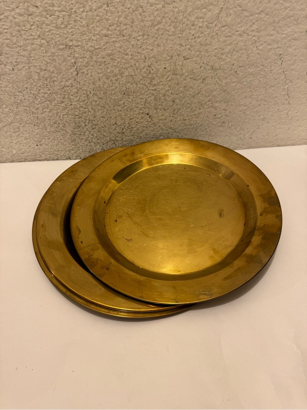 Brass Tone Decorative Charger Plate Set - Gold Finish